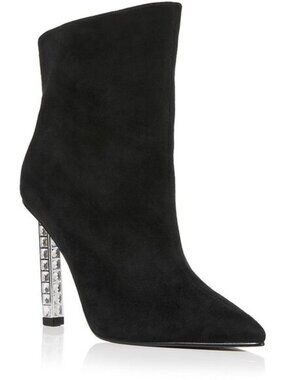 Aqua Womens PERIN  Black Suede Pointed Toe Dressy Booties Shoes NIB sz 9.5